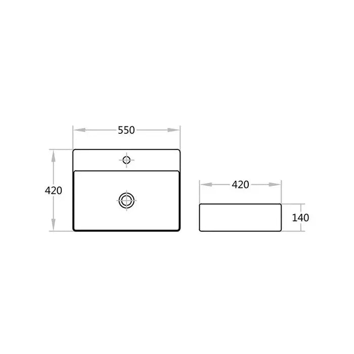 Ultra Slim Wall Hung/Above Counter Basin Gloss White 550*420*140mm - FIL Kitchen Bathroom