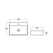 Ultra Slim Gloss White Wall Hung/Above Counter Basin 600*420*140mm - FIL Kitchen Bathroom