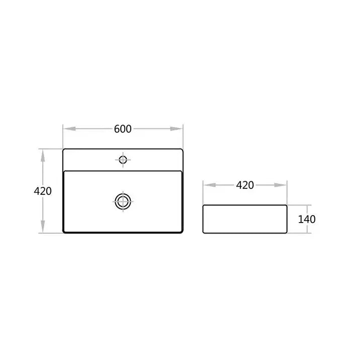 Ultra Slim Gloss White Wall Hung/Above Counter Basin 600*420*140mm - FIL Kitchen Bathroom