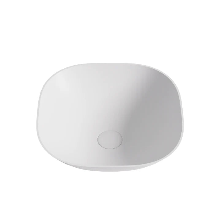 Elba Solid Surface Stone Square Basin Matte White 400x400x140mm