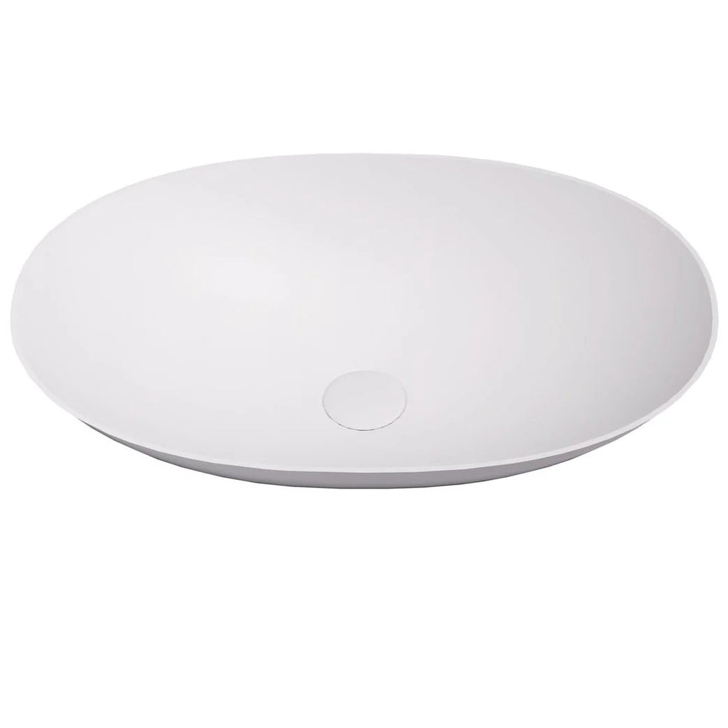 Kirkby Solid Surface Stone Oval Basin Matte White 580x380x140mm