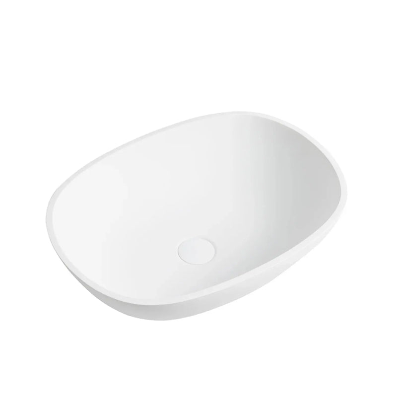 Percy Solid Surface Stone Rectangle Basin Matte White 550x400x155mm - FIL Kitchen Bathroom
