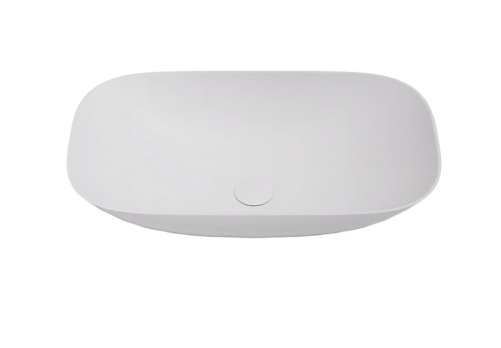 Percy Solid Surface Stone Square Basin Matte White 630x360x150mm