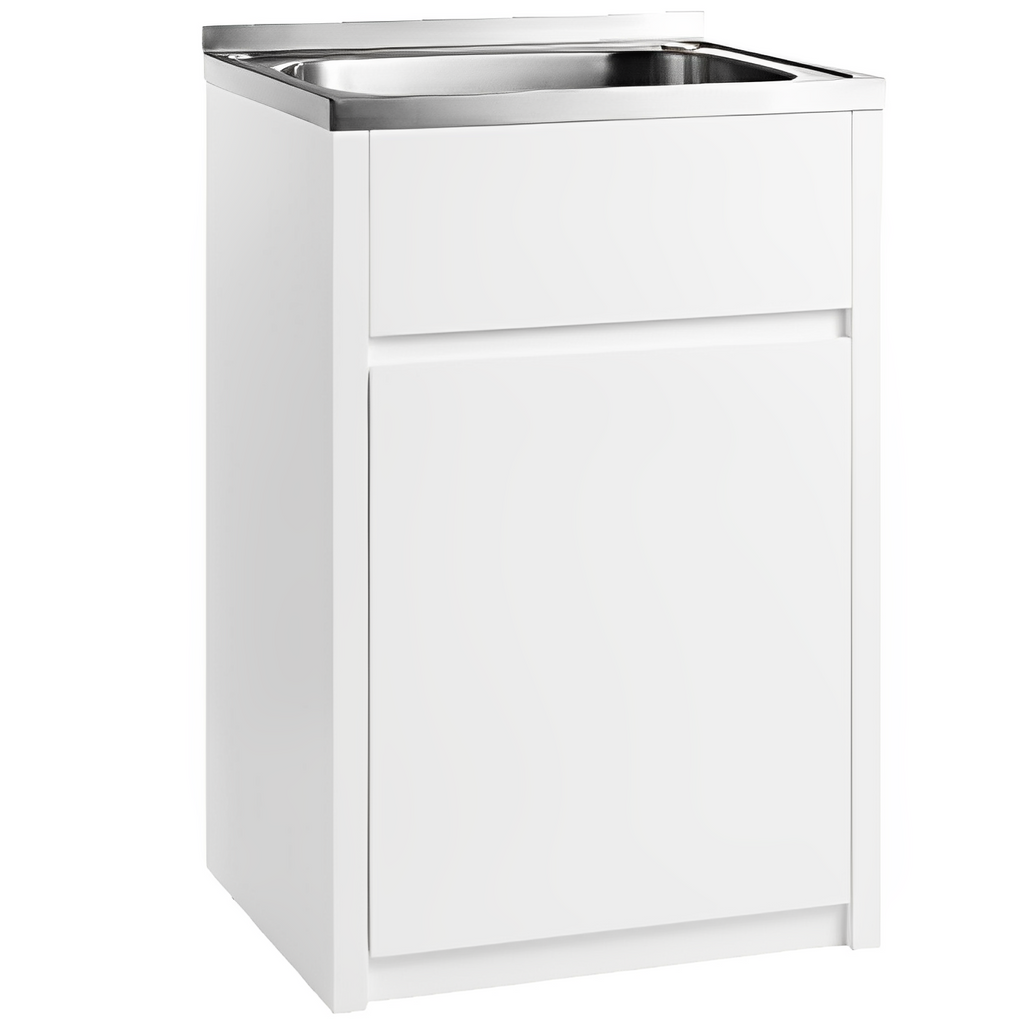 LAUNDRY CABINET AND TUB 600MM WHITE (LEFT HINGE)