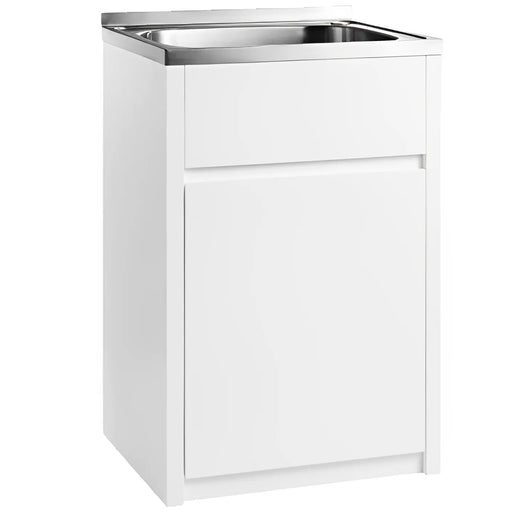 LAUNDRY CABINET AND TUB 600MM WHITE (LEFT HINGE) FIL Kitchen Bathroom
