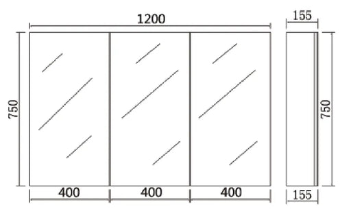PVC Shaving Cabinet 1200mm POSEIDON