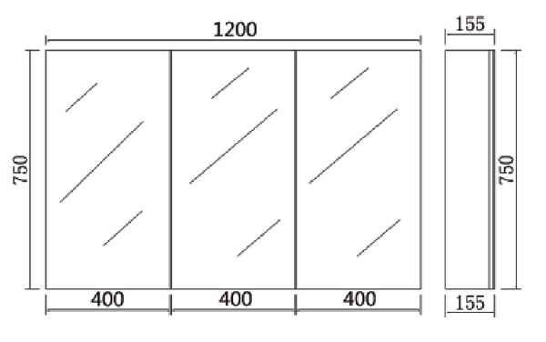 PVC Shaving Cabinet 1200mm