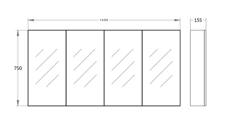PVC Shaving Cabinet 1500mm POSEIDON