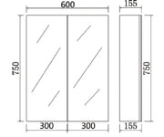 PVC Shaving Cabinet 600mm POSEIDON