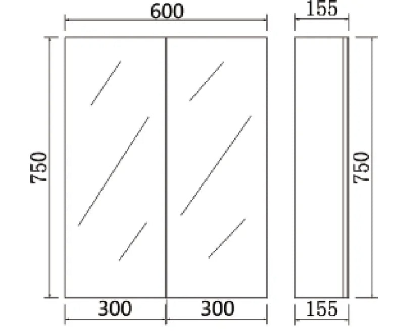 PVC Shaving Cabinet 600mm POSEIDON