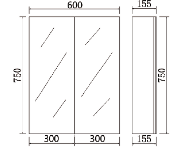 PVC Shaving Cabinet 600mm