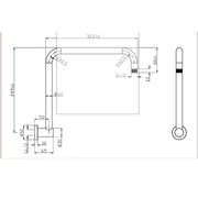 Round Rectangle Curved Shower Arm Brushed Gold - PRY020-BG - FIL Kitchen Bathroom