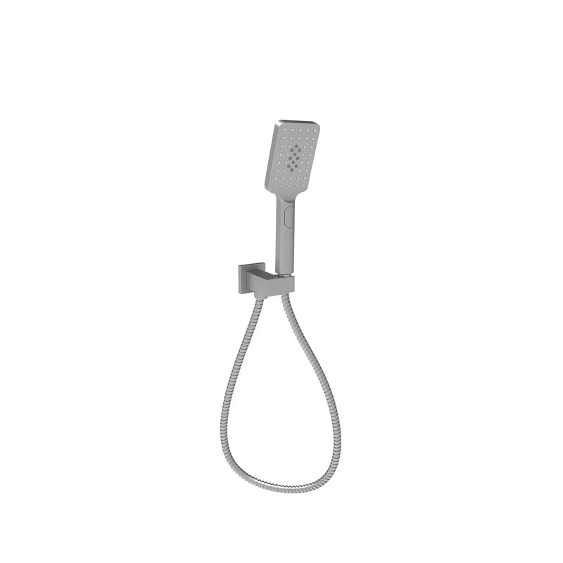 EDEN SQUARE HAND SHOWER ON WALL OUTLET BRACKET CHROME / MATTE BLACK FIL Kitchen Bathroom