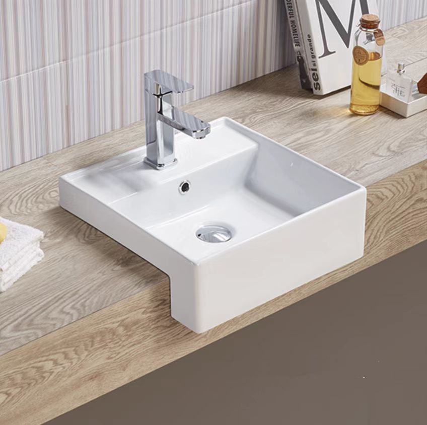 Semi Recess Basin Gloss white 410mm