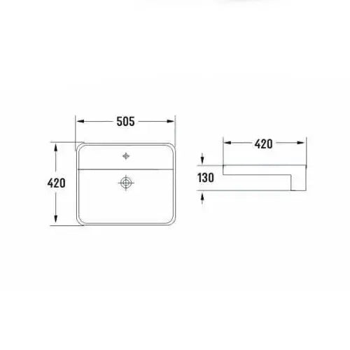 Semi Recess Ceramic Basin Gloss White Rectangle 505*420*130mm - FIL Kitchen Bathroom