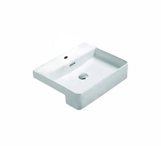 Semi Recess Ceramic Basin Gloss White Rectangle 505*420*130mm - FIL Kitchen Bathroom