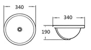 UNDER COUNTER BASIN GLOSS WHITE 340MM POSEIDON
