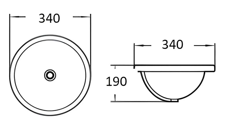 UNDER COUNTER BASIN GLOSS WHITE 340MM POSEIDON