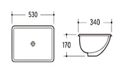 UNDER COUNTER BASIN GLOSS WHITE 530MM POSEIDON