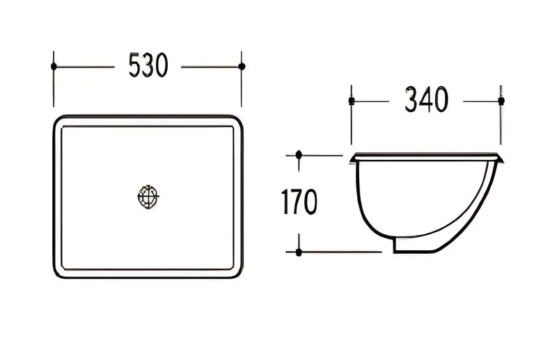 UNDER COUNTER BASIN GLOSS WHITE 530MM POSEIDON