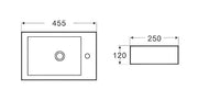 Wall Hung Basin Left/Right hand bowl 455*250*120mm - FIL Kitchen Bathroom