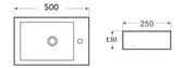 Wall Hung Ceramic Basin Gloss White Right hand bowl/Left hand bowl 500*250*130mm - FIL Kitchen Bathroom