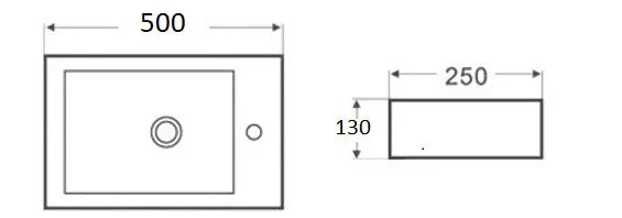 Wall Hung Ceramic Basin Gloss White Right hand bowl/Left hand bowl 500*250*130mm - FIL Kitchen Bathroom