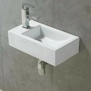 Wall Hung Ceramic Basin Gloss White Right hand bowl/Left hand bowl 500*250*130mm - FIL Kitchen Bathroom