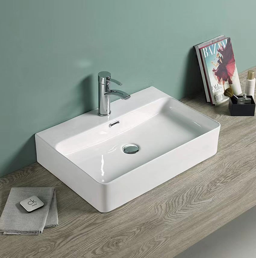 Ultra Slim Wall Hung/Above Counter Basin Gloss White 515mm/500mm/520mm/600mm/700mm