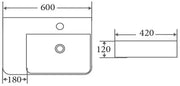 Ultra Slim Wall Hung/Above Counter Basin Left/Right Hand Bowl 600*420*120mm - FIL Kitchen Bathroom