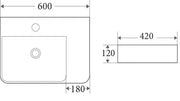 Ultra Slim Wall Hung/Above Counter Basin Left/Right Hand Bowl 600*420*120mm - FIL Kitchen Bathroom