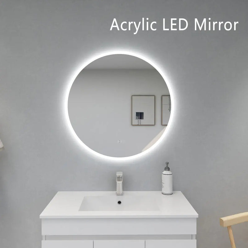 POSEIDON ACRYLIC ROUND BACKLIT LED MIRROR 3 COLOUR LIGHTS 800X800MM - FIL Kitchen Bathroom