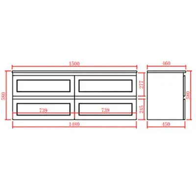 FREMANTLE MATTE WHITE WALL HUNG VANITY FIL Kitchen Bathroom