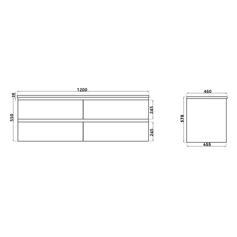 White Oak Wood Grain PVC Vacuum Filmed MDF Board Wall Hung Vanity (600mm/750mm/900mm/1200mm/1500mm) - FIL Kitchen Bathroom