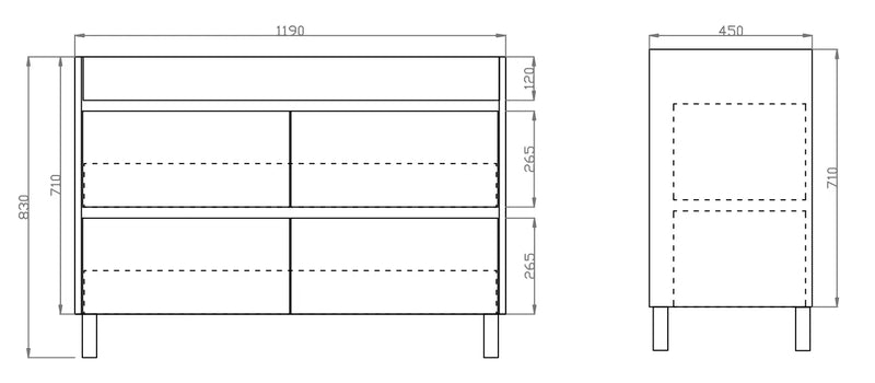 White Oak Wood Grain PVC Vacuum Filmed MDF Board Freestanding Vanity (600mm/750mm/900mm/1200mm/1500mm) - FIL Kitchen Bathroom