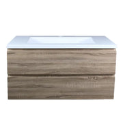 White Oak Wood Grain PVC Vacuum Filmed MDF Board Wall Hung Vanity (600mm/750mm/900mm/1200mm/1500mm) - FIL Kitchen Bathroom