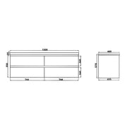 White Oak Wood Grain PVC Vacuum Filmed MDF Board Wall Hung Vanity (600mm/750mm/900mm/1200mm/1500mm) - FIL Kitchen Bathroom