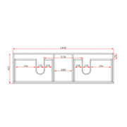 White Oak Wood Grain PVC Vacuum Filmed MDF Board Wall Hung Vanity (600mm/750mm/900mm/1200mm/1500mm) - FIL Kitchen Bathroom