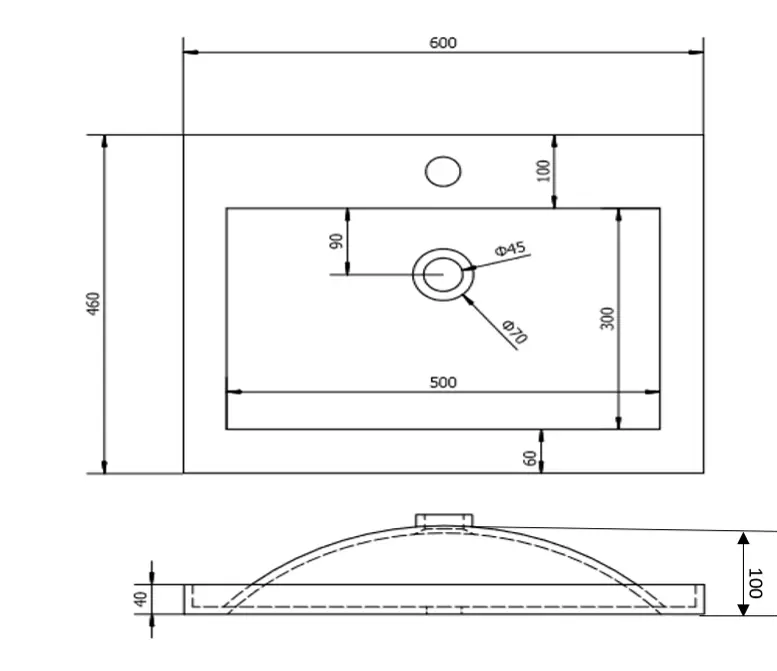 Poseidon Poly Top (450mm/600mm/750mm/900mm/1200mm) - FIL Kitchen Bathroom