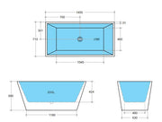 Qubist Free Standing Non-Overflow Bathtub (1200/1400/1500/1700mm) POSEIDON