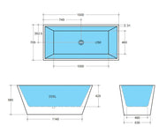 Qubist Free Standing Non-Overflow Bathtub (1200/1400/1500/1700mm) POSEIDON