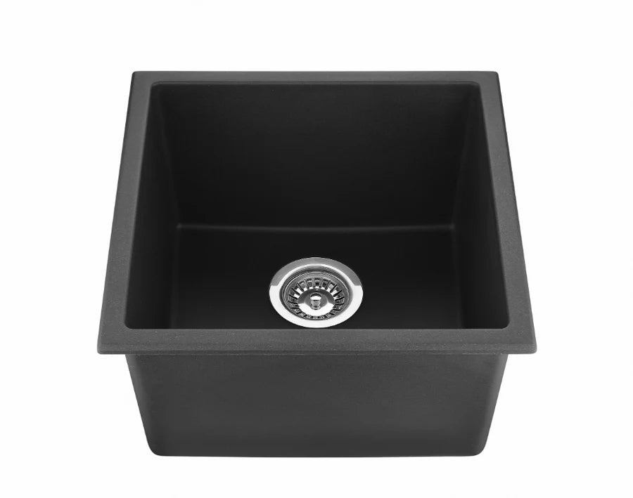 KITCHEN SINK QUARTZ UNDERMOUNT  MATTE BLACK 381mm