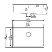 KITCHEN SINK QUARTZ UNDERMOUNT Matte Black/Matte White 730MM POSEIDON