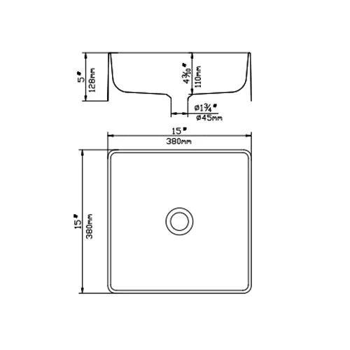 Quartz Above Counter Basin Square Matte Black/Matte White/Matte Grey 380*380*128mm - FIL Kitchen Bathroom
