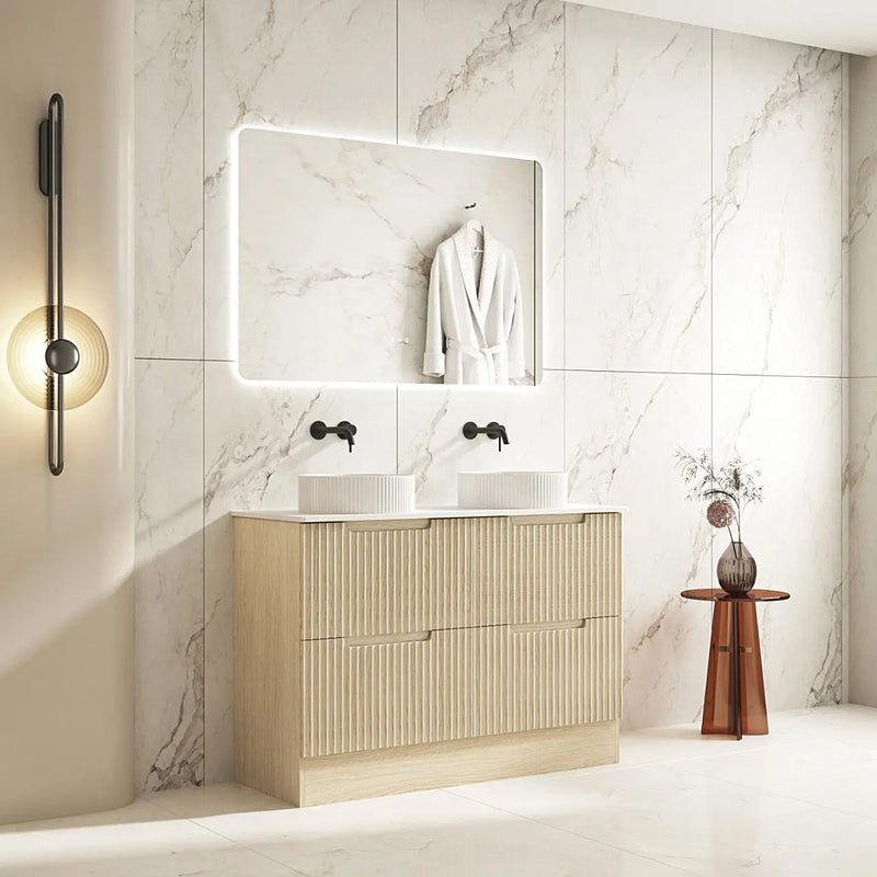 Fluted Rhea 1200mm Freestanding Cabinet - Natural Oak mercioaustralia