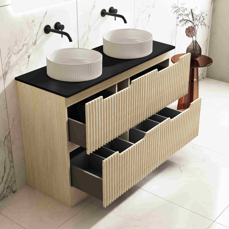 Fluted Rhea 1200mm Freestanding Cabinet - Natural Oak mercioaustralia