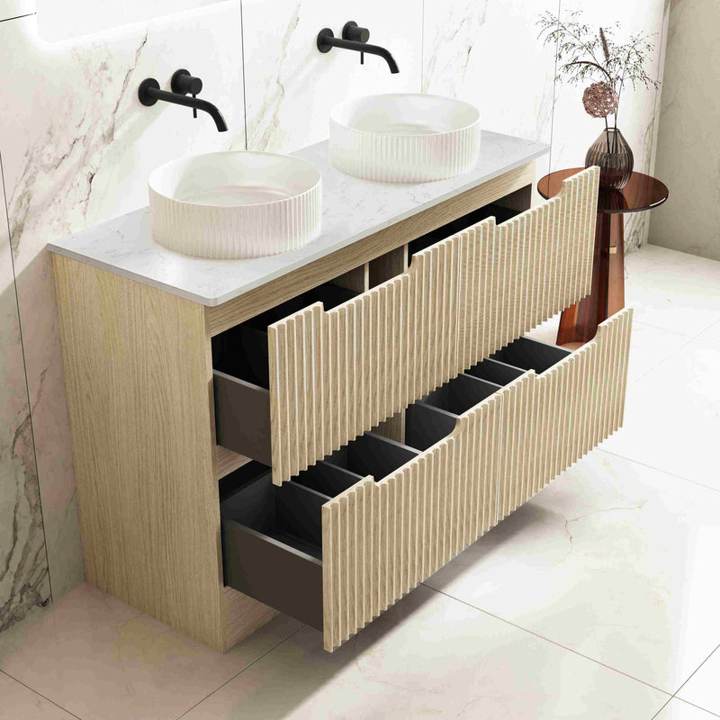 Fluted Rhea 1200mm Freestanding Cabinet - Natural Oak mercioaustralia