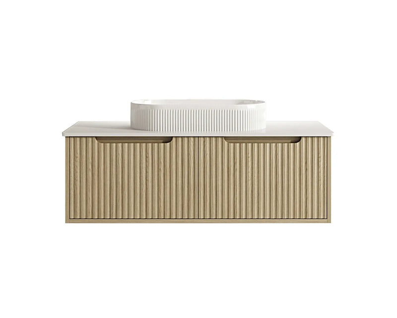 Fluted Rhea 1200mm Wall-Hung Cabinet - Natural Oak mercioaustralia