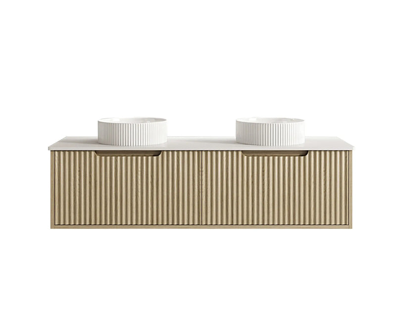 Fluted Rhea 1500mm Wall-Hung Cabinet - Natural Oak mercioaustralia