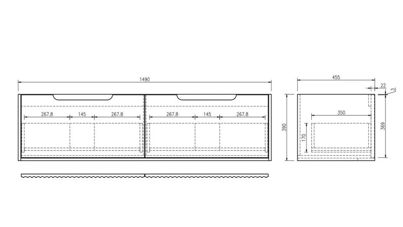 Fluted Rhea 1500mm Wall-Hung Cabinet - Natural Oak mercioaustralia